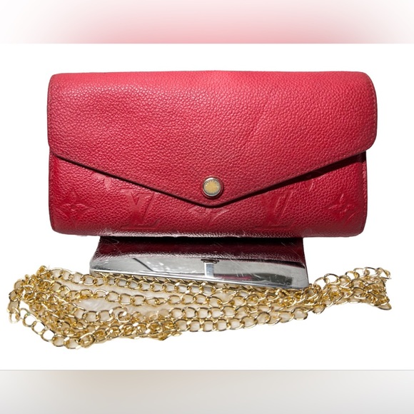 LOUIS VUITTON Portefeuille Sarah Monogram Empreinte Long Wallet Red - Picture 1 of 16